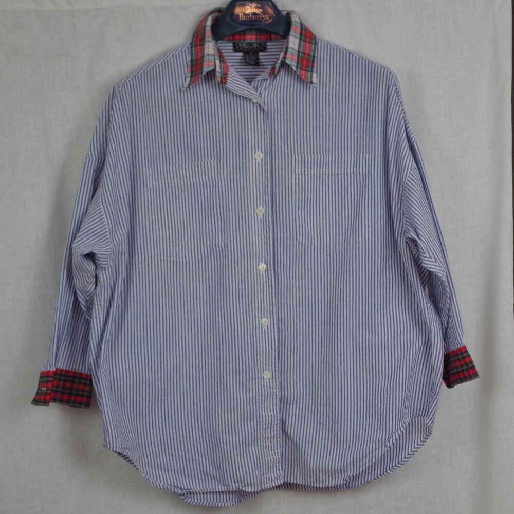 Vintage Daniel Caron Collection Ladies' Oversized Plaid Trim Oxford Medium